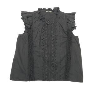 St. Roche Lace Ruffle Blouse Sleeveless Top Women's 8 Boho Whimsygoth